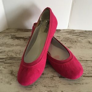 Bright suede flats for pop of color